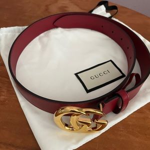 Gucci red leather belt